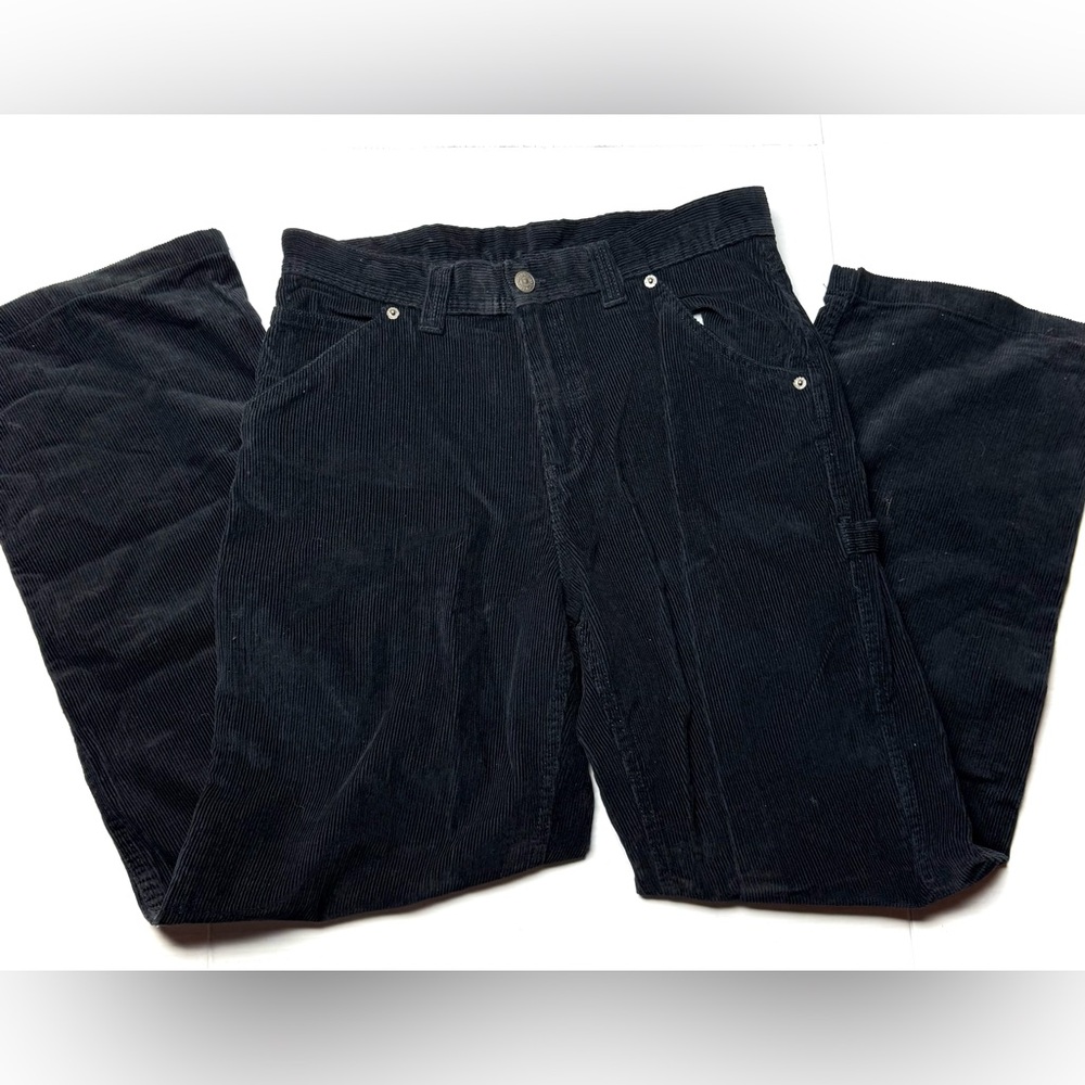 Vintage GREENDOG‎ Girls 18 XXL Black Corduroy Cargo Pants 100% Cotton Y2K 90s